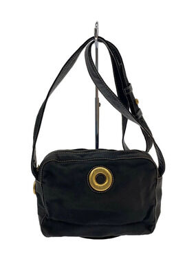 Celine shoulder bag circle logo plaque front Black